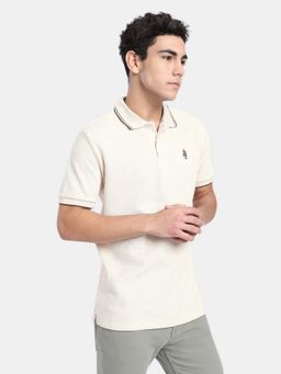 R&B - Beige Solid Men Short Sleeve Polo T-Shirt