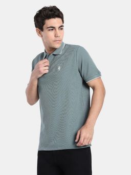 R&B - Green Solid Men's Short Sleeve Polo T-Shirt