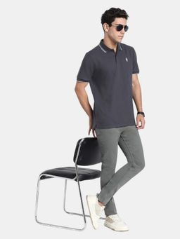 R&B - Grey Solid Men's Short Sleeve Polo T-Shirt