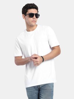 R&B - White Solid Men Short Sleeve T-Shirt
