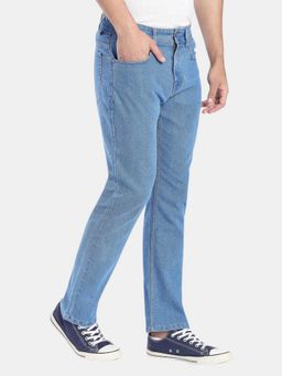 R&B - Blue Straight Fit Men Mid Rise Jeans