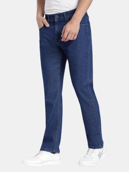 R&B - Navy Blue Straight Fit Men Mid Rise Jeans
