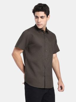 R&B - Olive Men Short Sleeves Regular Fit Shirt