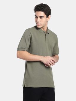 R&B - Olive Solid Men Short Sleeve Polo T-Shirt