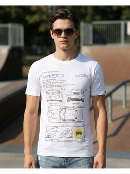 Bewakoof - Dc Batman Men White Blue Print Graphic Printed T-Shirt