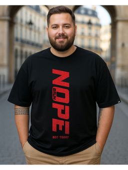 Bewakoof - Men Jet Black Nope Bruh Typography Oversized Plus Size T-Shirt