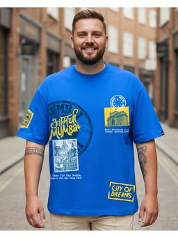 Bewakoof - Men Blue Aamchi Mumbai Graphic Printed Oversized Plus Size T-Shirt