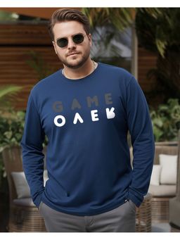 Bewakoof - Men Navy Blue Game Over Minimal Typography Plus Size T-Shirt