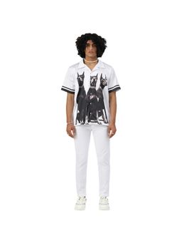 CLUBHAVANA - White Dapper Doodles Premium Soft Satin Shirt