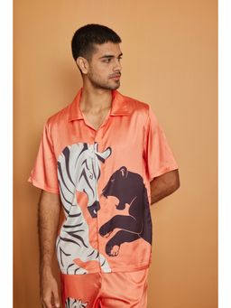 CLUBHAVANA - Orange Safari Premium Soft Satin Shirt