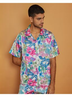 CLUBHAVANA - White Garden Gala Premium Soft Satin Shirt