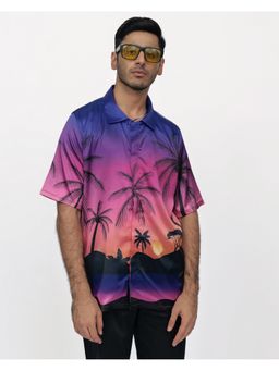 CLUBHAVANA - Purple Palms Premium Soft Satin Shirt