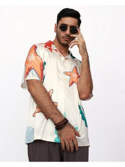 CLUBHAVANA - Cream Starfish Symphony Premium Soft Satin Shirt