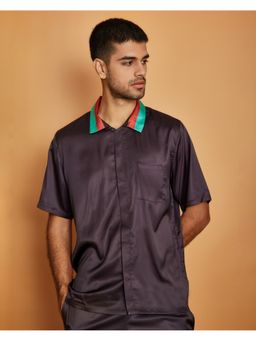 CLUBHAVANA - Black Cross Bar Premium Soft Satin Shirt