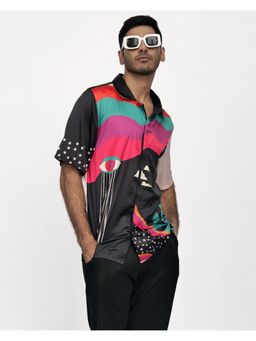 CLUBHAVANA - Black Cosmic Odyssey Premium Soft Satin Shirt