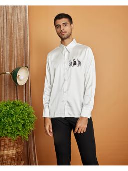 CLUBHAVANA - White Feline Trio Premium Soft Satin Shirt