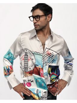 CLUBHAVANA - Grey Wanderlust Impressions Premium Soft Satin Shirt