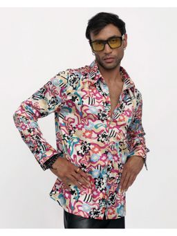 CLUBHAVANA - Multi-Color Floral Fusion Premium Soft Satin Shirt