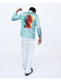 CLUBHAVANA - Blue Aqua Elegance Premium Soft Satin Shirt