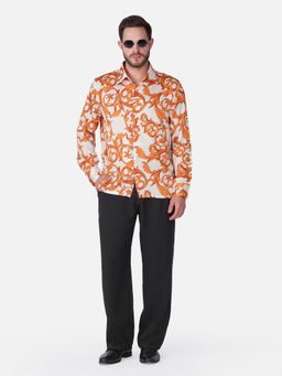 CLUBHAVANA - White Aurelian Scroll Premium Soft Satin Party Shirt