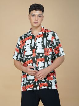 CLUBHAVANA - Men Red Reservoir Luxe Satin Graphic Printed Shirt