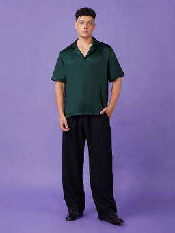 CLUBHAVANA - Men Green Crimson Legacy Satin Graphic Printed Shirt