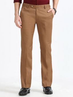 Espanshe - Men Brown Rayon Solid Bootcut Trouser
