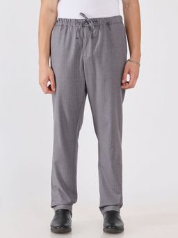 Espanshe - Men Grey Cotton Blend Stripes Straight Trouser
