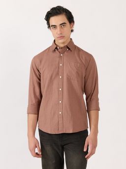 Espanshe - Men Brown Solid Casual Shirt