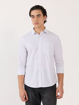 Espanshe - Men White Checks Casual Shirt