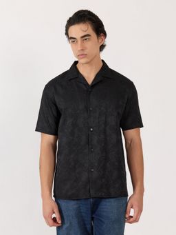 Espanshe - Men Black Embroidered Casual Shirt