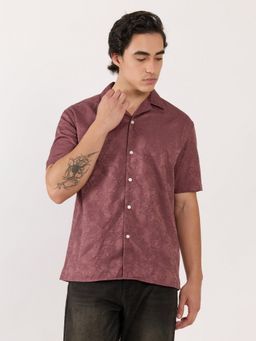 Espanshe - Men Purple Embroidered Casual Shirt