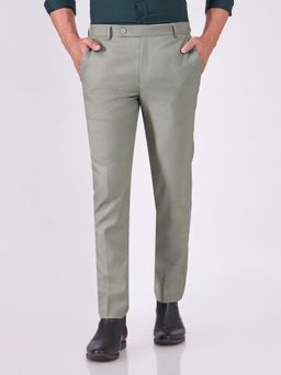 Espanshe - Men Green Polyester Blend Solid Skinny Trouser
