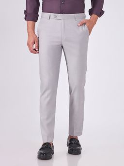 Espanshe - Men Grey Polyester Blend Solid Skinny Trouser