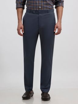 Espanshe - Men Blue Polyester Blend Solid Skinny Trouser