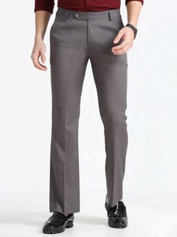 Espanshe - Men Grey Rayon Solid Bootcut Trouser