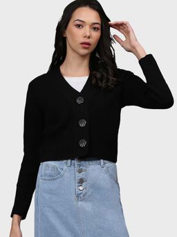 Campus Sutra - Black Solid Sweatshirt