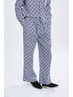 TERRA LUNA - Comet Check Blue Tao Casual Trousers