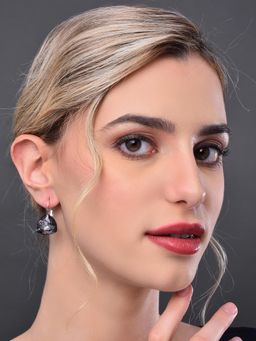 REENISAA - Grey Copper Stones Pair Of Earrings