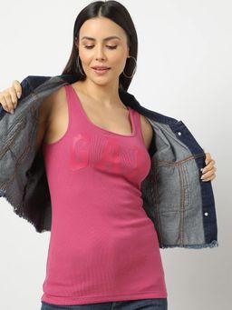 GAP - Women's Logo Print Round Neck Pink Tank Top