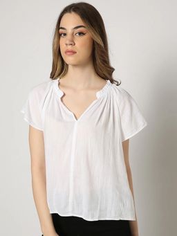 GAP - Women's V-Neck Short Sleeves White Top