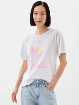 GAP - Women'S White Cotton Crew Neck Graphic Regular Fit T-Shirt