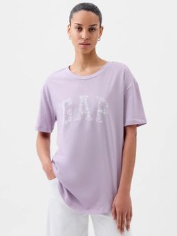 GAP - Women'S Lavender Cotton Crew Neck Graphic Relaxed Fit T-Shirt