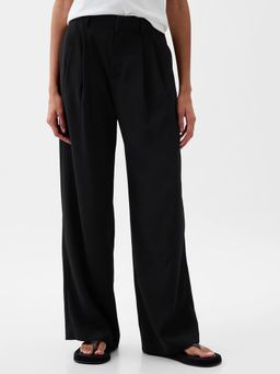 GAP - Women Black Polyester Plain Relaxed Fit Pant