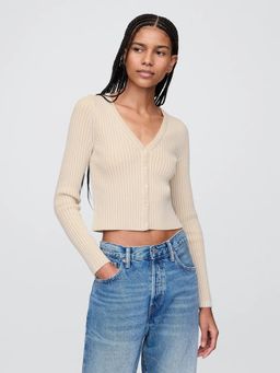 GAP - Women's Textured V-Neck Full Sleeves Brown Top