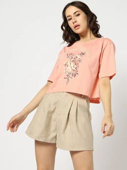 GAP - Women'S Coral Cotton Round Neck Floral Comfortable Fit T-Shirt
