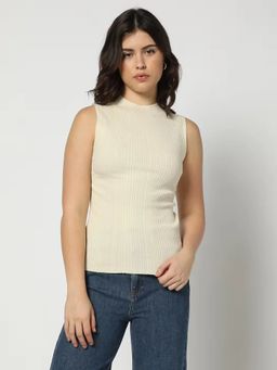 GAP - Women's Textured High Neck Off White Top