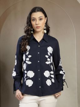 Gipsy - Intricate Machine Embroidery Navy Blue Shirt