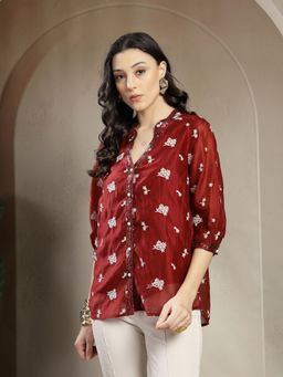 Gipsy - Chiq and Elegant Rayon Maroon Top