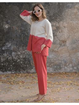 Babli - Women Beige Tie & Dye Round Neck Shirt with Pant